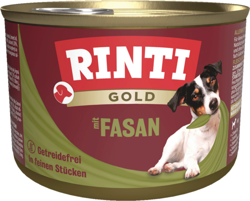 Rinti Gold Fasan Dose 12er – getreidefreies Hundefutter mit viel Fleisch & Innereien