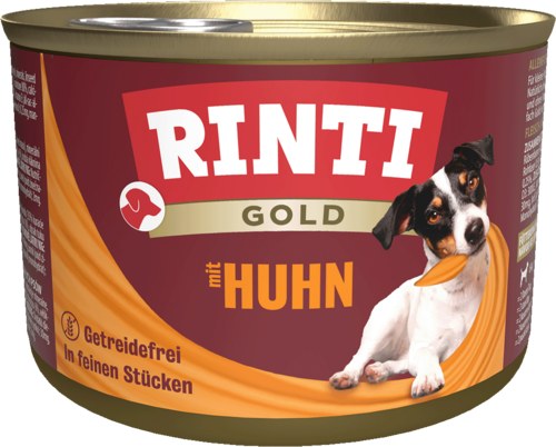 Rinti Gold Huhn Dose 12er – getreidefreies Hundefutter mit viel Fleisch & Innereien