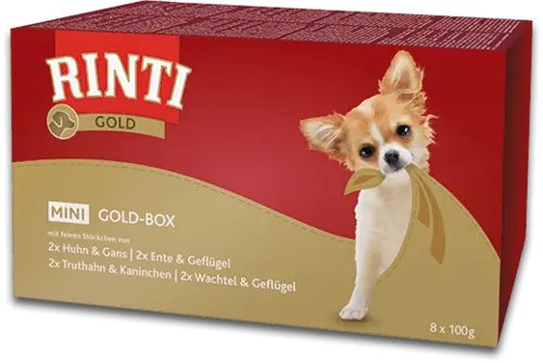 Rinti Gold Mini Goldbox 4x 8x100g - Prinz Bolt Pfotenglück