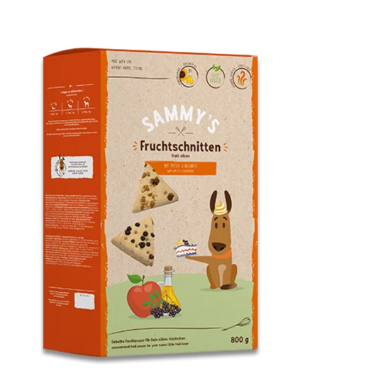 Sammy’s Fruchtscheiben 4x800g, Hundesnack mit Apfel und Holunder in Vorratspackung, ohne Zusatzstoffe. Bei Bolt´s Futterkiste.