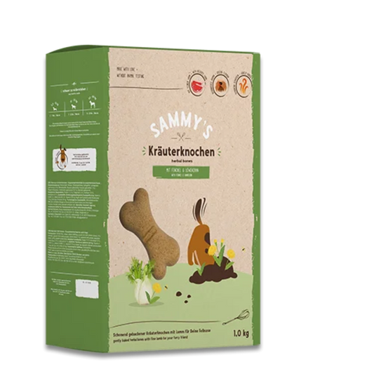 Sammy’s Kräuterknochen 4x1kg, Hundesnack mit Lamm, Fenchel und Löwenzahn in Vorratspackung. Bei Bolt´s Futterkiste.